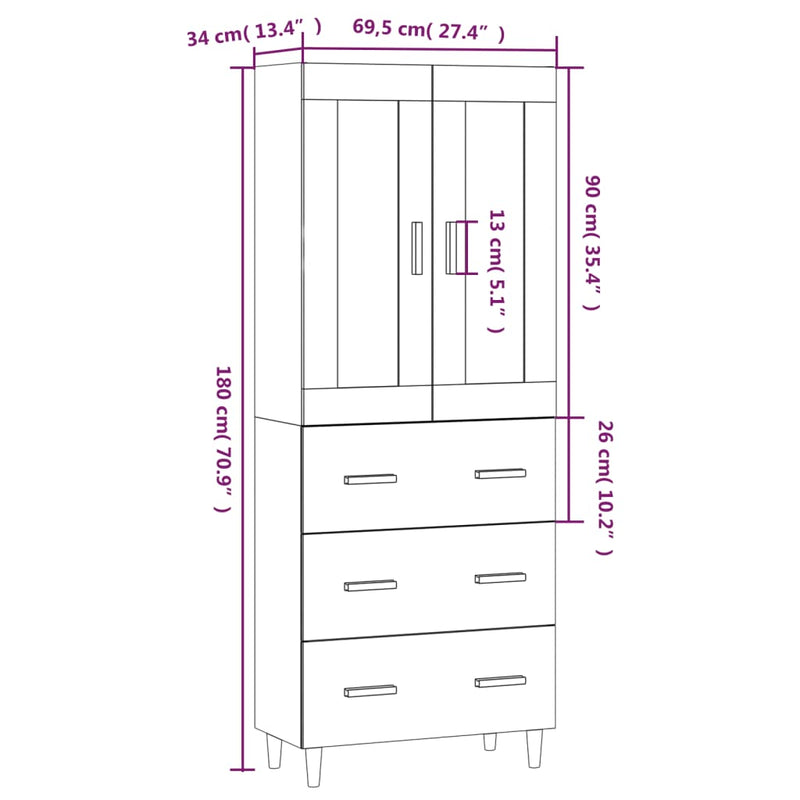 Highboard High Gloss White Engineered Wood Payday Deals