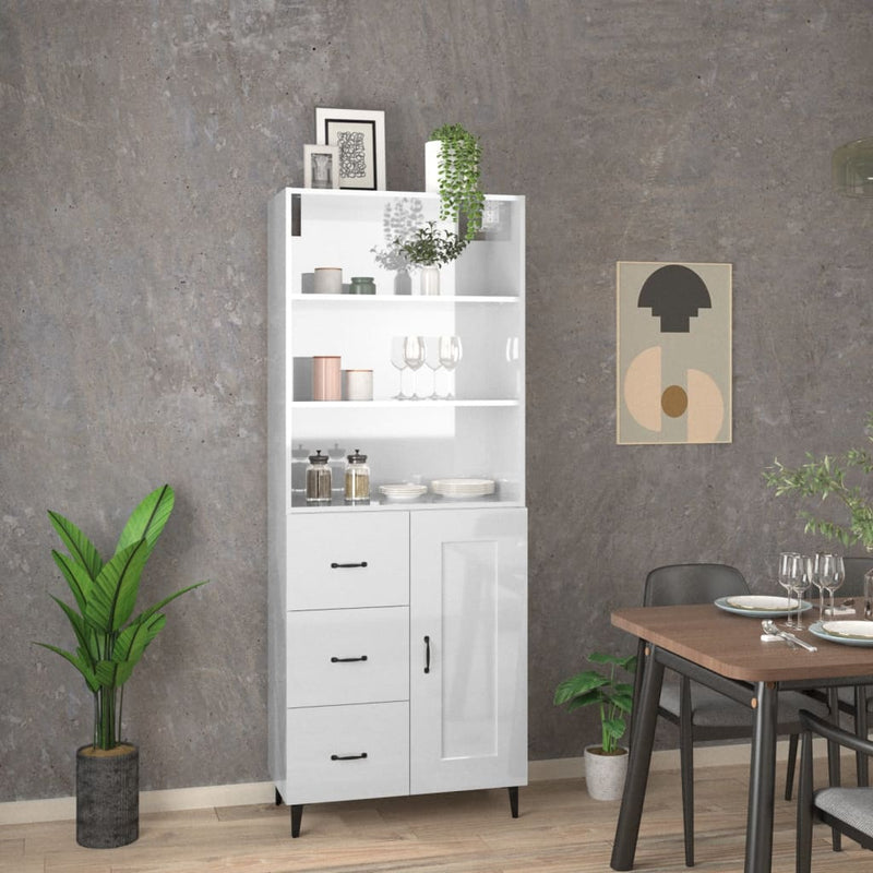 Highboard High Gloss White Engineered Wood Payday Deals