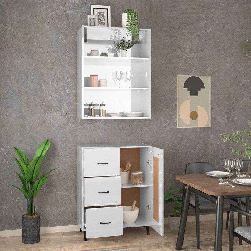 Highboard High Gloss White Engineered Wood Payday Deals