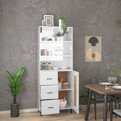 Highboard High Gloss White Engineered Wood Payday Deals