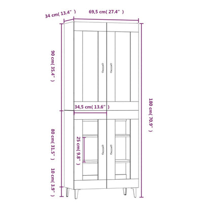 Highboard Smoked Oak 69.5x34x180 cm Engineered Wood Payday Deals