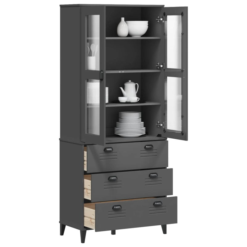 Highboard VIKEN Anthracite Grey 80x40x190 cm Solid Wood Pine Payday Deals