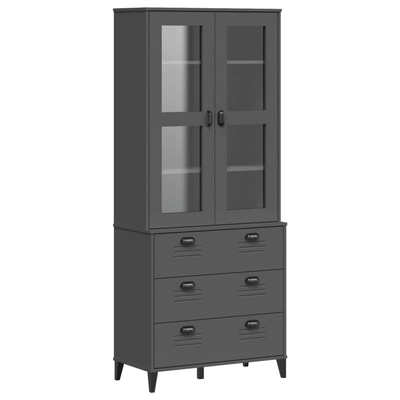 Highboard VIKEN Anthracite Grey 80x40x190 cm Solid Wood Pine Payday Deals