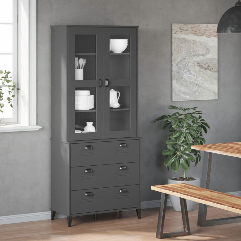 Highboard VIKEN Anthracite Grey 80x40x190 cm Solid Wood Pine Payday Deals