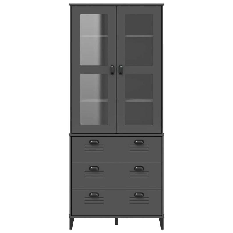 Highboard VIKEN Anthracite Grey 80x40x190 cm Solid Wood Pine Payday Deals