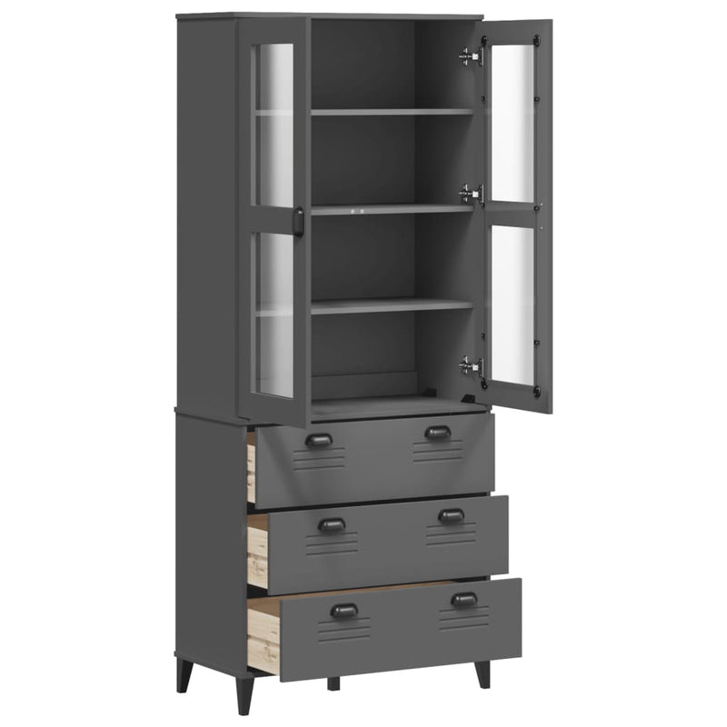 Highboard VIKEN Anthracite Grey 80x40x190 cm Solid Wood Pine Payday Deals