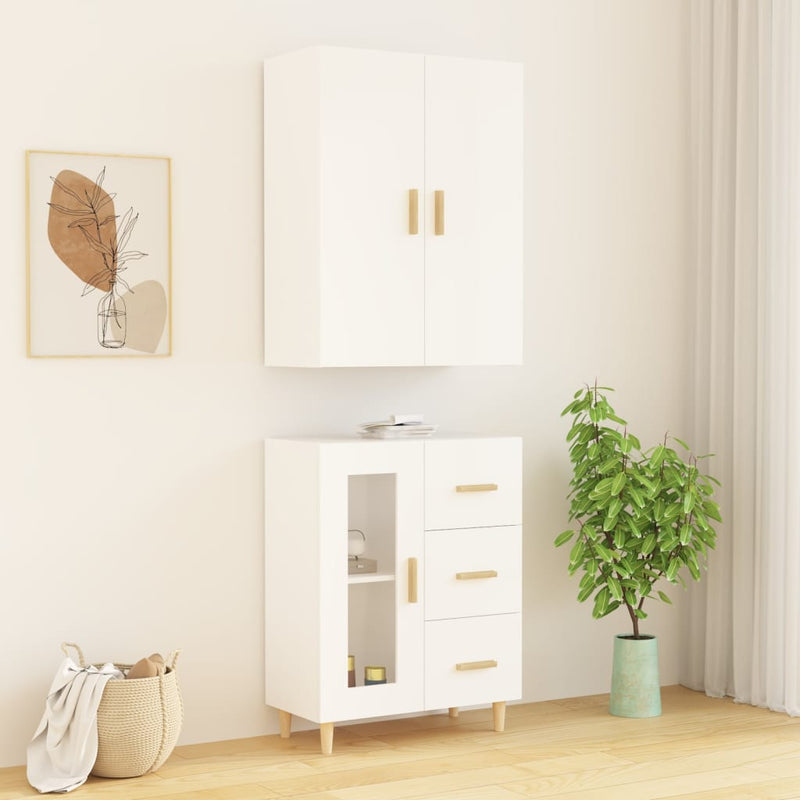 Highboard White 69.5x34x180 cm Engineered Wood Payday Deals