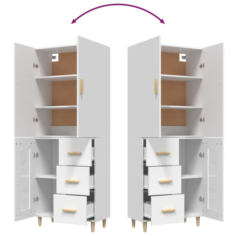 Highboard White 69.5x34x180 cm Engineered Wood Payday Deals