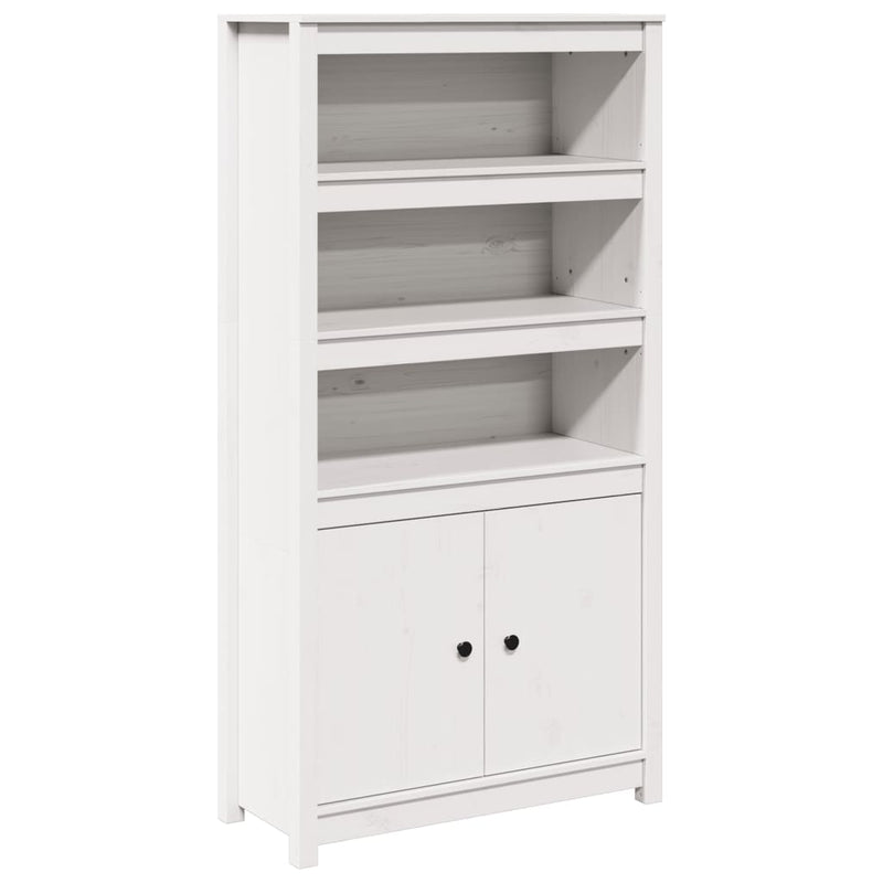 Highboard White 80x35x154 cm Solid Wood Pine Payday Deals
