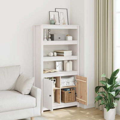 Highboard White 80x35x154 cm Solid Wood Pine Payday Deals