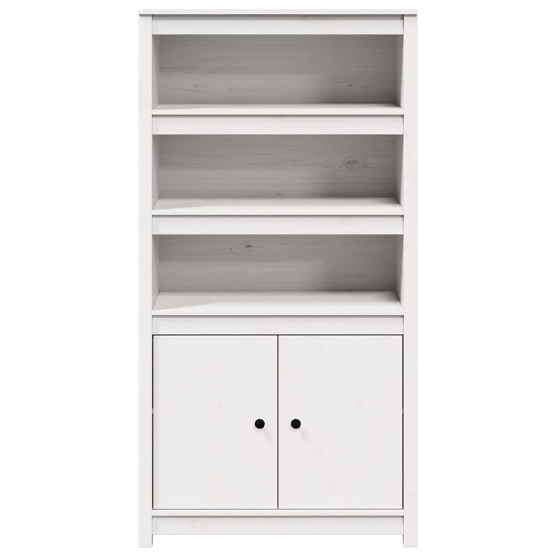 Highboard White 80x35x154 cm Solid Wood Pine Payday Deals