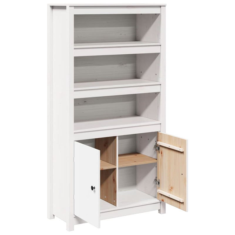 Highboard White 80x35x154 cm Solid Wood Pine Payday Deals