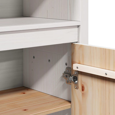 Highboard White 80x35x154 cm Solid Wood Pine Payday Deals