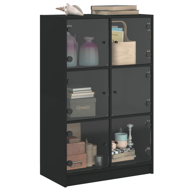 Highboard with Doors Black 68x37x109 cm Engineered Wood Payday Deals