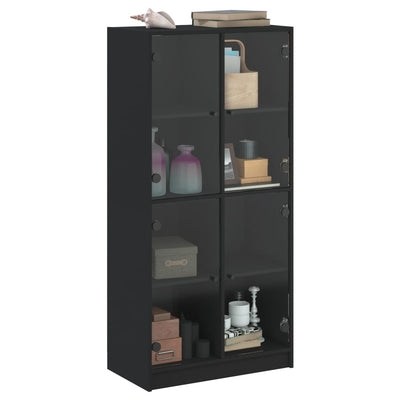 Highboard with Doors Black 68x37x142 cm Engineered Wood Payday Deals