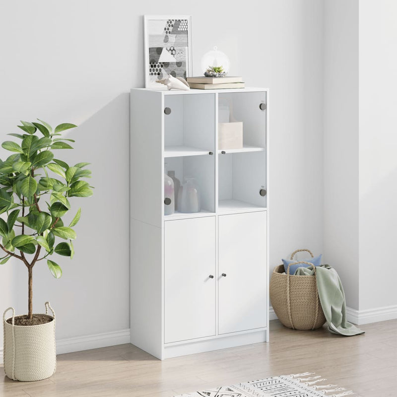Highboard with Doors White 68x37x142 cm Engineered Wood Payday Deals