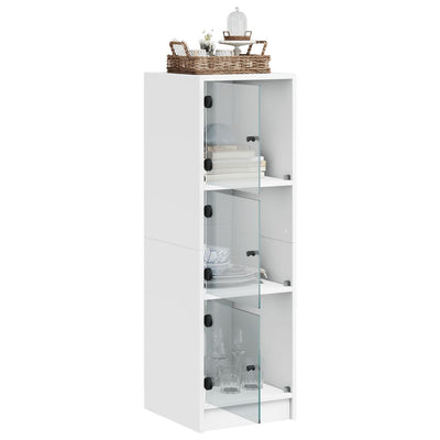 Highboard with Glass Doors White 35x37x109 cm Payday Deals