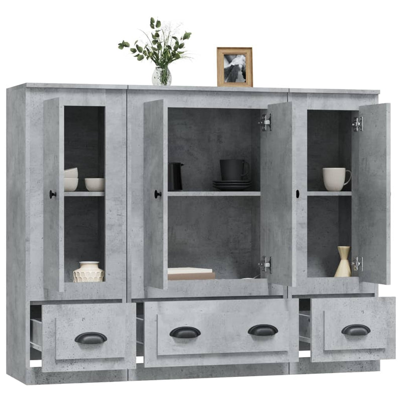 Highboards 3 pcs Concrete Grey Engineered Wood Payday Deals