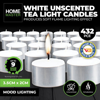 Home Master 432PCE Unscented Tealight Candles Home Décor Party Wedding Payday Deals