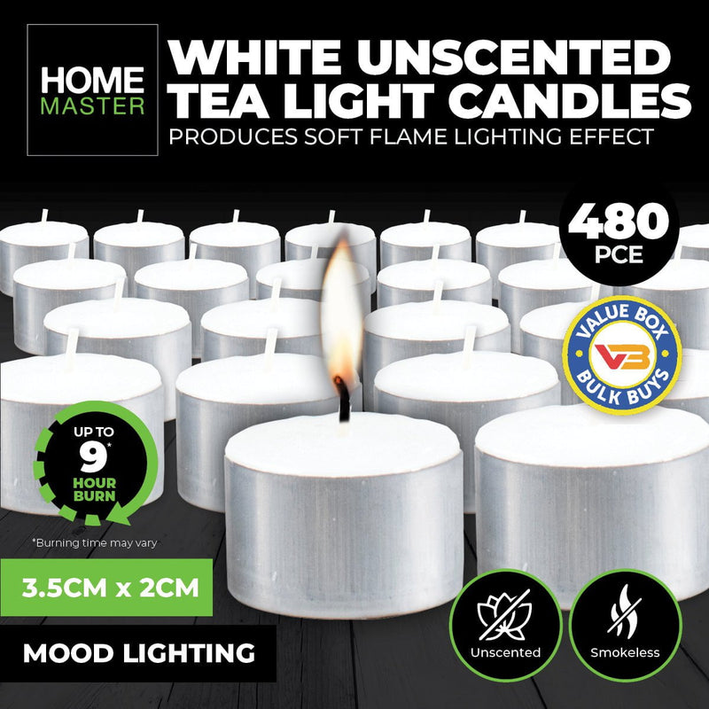 Home Master 480PCE Unscented Tealight Candles Home Décor Party Wedding Payday Deals