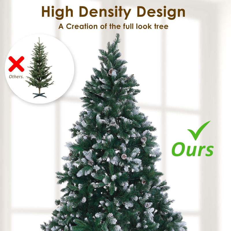 Home Ready 5Ft 150cm 720 tips Green Snowy Christmas Tree Xmas Pine Cones + Bauble Balls Payday Deals