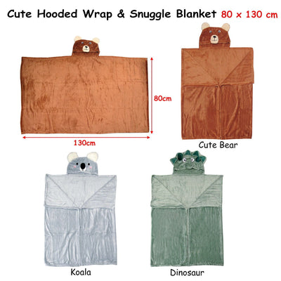 Hooded Wrap & Snuggle Animal Blanket Throw Rug Bear Payday Deals