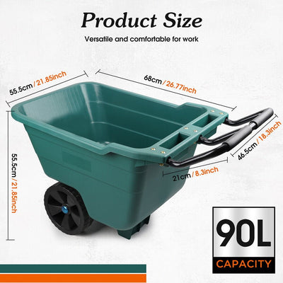 HORUSDY 90L Multi-Purpose Garden Cart Lawn Wheelbarrow Trailer Wagon Outdoor Payday Deals