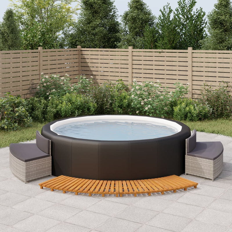 Hot Tub Surround Grey Poly Rattan and Solid Wood Acacia Payday Deals