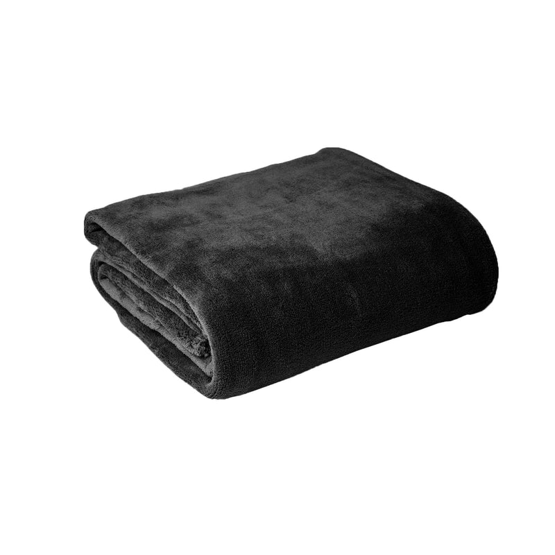 Hotel Living Super Soft Coral Fleece Blanket Single Charcoal Payday Deals