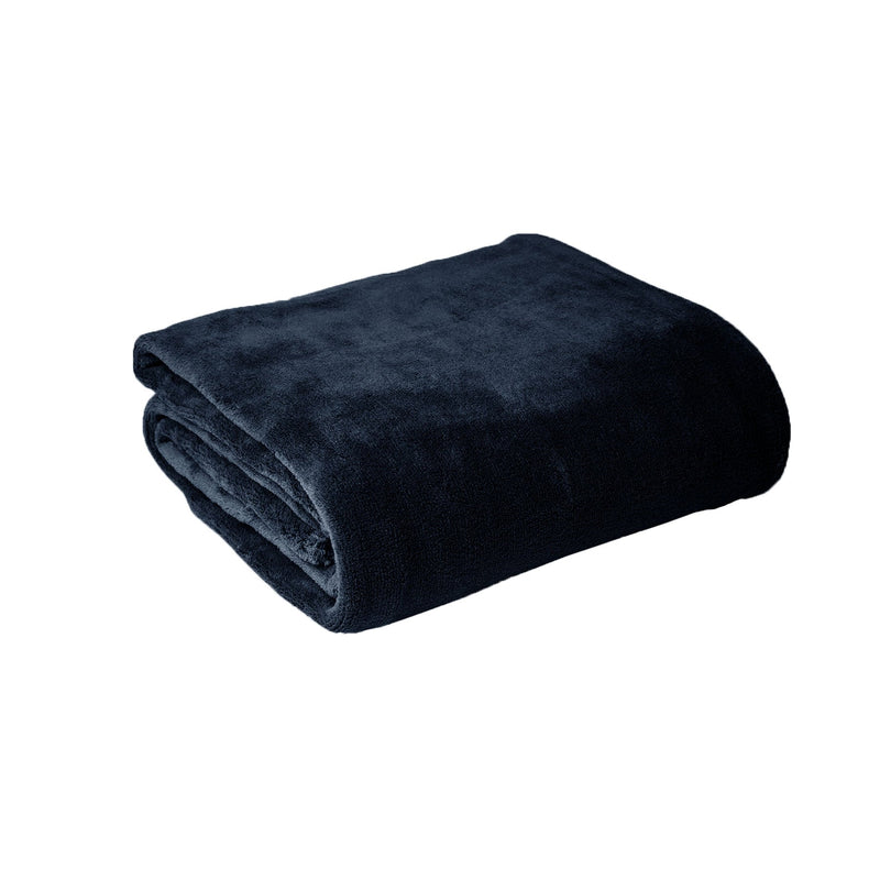 Hotel Living Super Soft Coral Fleece Blanket Single Navy Payday Deals