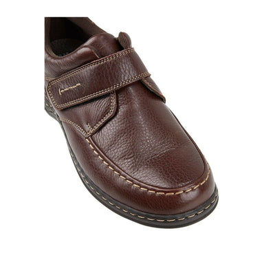 HUSH PUPPIES Men's Roger Slip On w Strap Extra Wide Leather Shoes - Brown Payday Deals