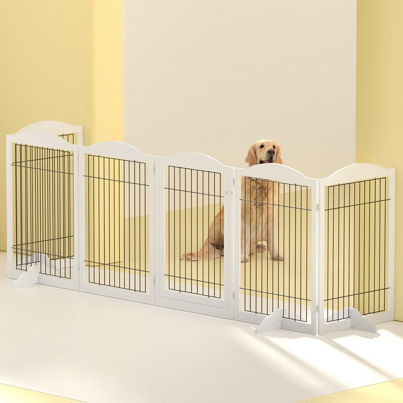 i.Pet Dog Playpen Enclosure 6 Panel Pet Fence Wooden Play Pen Payday Deals