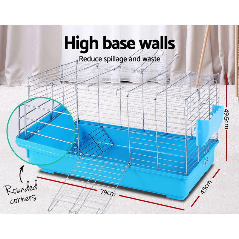 i.Pet Rabbit Cage Hutch Cages Indoor Hamster Enclosure Carrier Bunny Blue Payday Deals