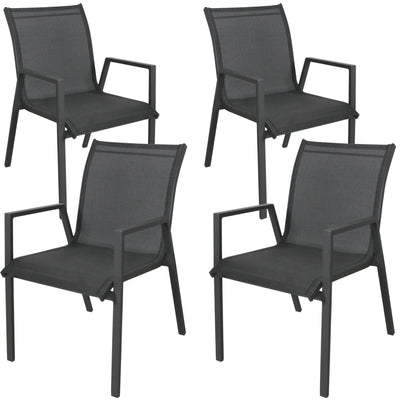 Iberia 4pc Set Aluminium Outdoor Dining Table Chair Charcoal