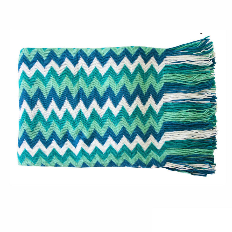 IDC Homewares Chevron Knitted Throw Blue Multi Payday Deals