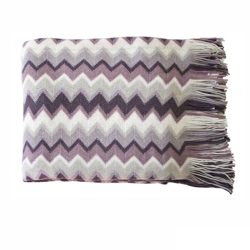 IDC Homewares Chevron Knitted Throw Lilac Mix Payday Deals