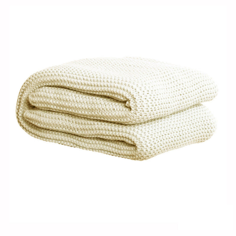 IDC Homewares Chunky Knit Throw 125 x 150 cm Ivory Payday Deals