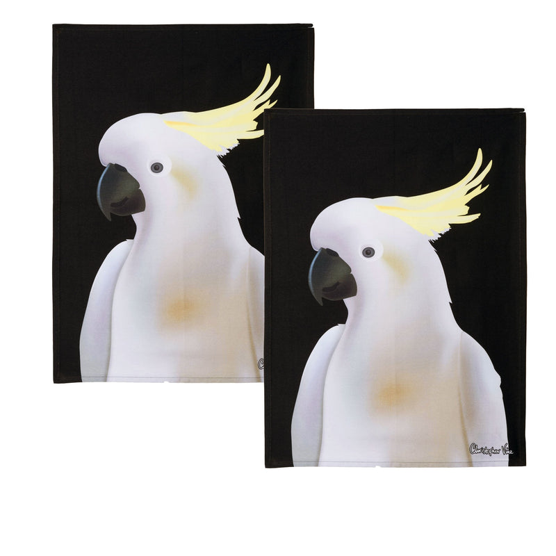 IDC Homewares Set of 2 Christopher Vine Design Tea Towels Cockatoo Payday Deals