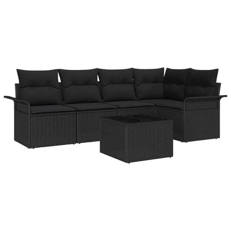 6 Piece Garden Sofa Set with Cushions Beige Poly Rattan