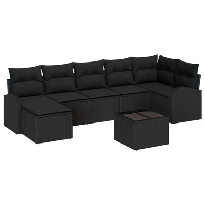 8 Piece Garden Sofa Set with Cushions Beige Poly Rattan