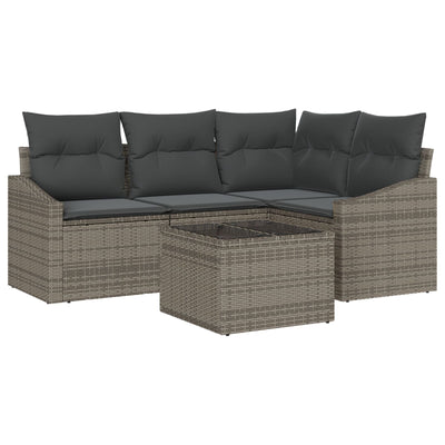 4 Piece Garden Sofa Set with Cushions Black Poly Rattan