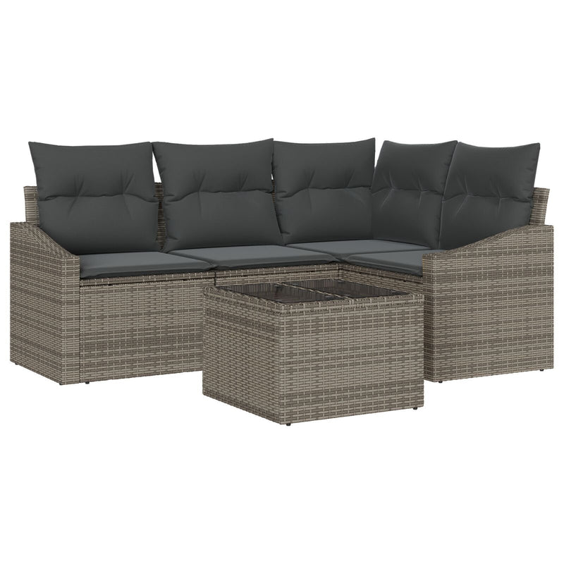 4 Piece Garden Sofa Set with Cushions Black Poly Rattan