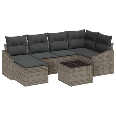 6 Piece Garden Sofa Set with Cushions Black Poly Rattan