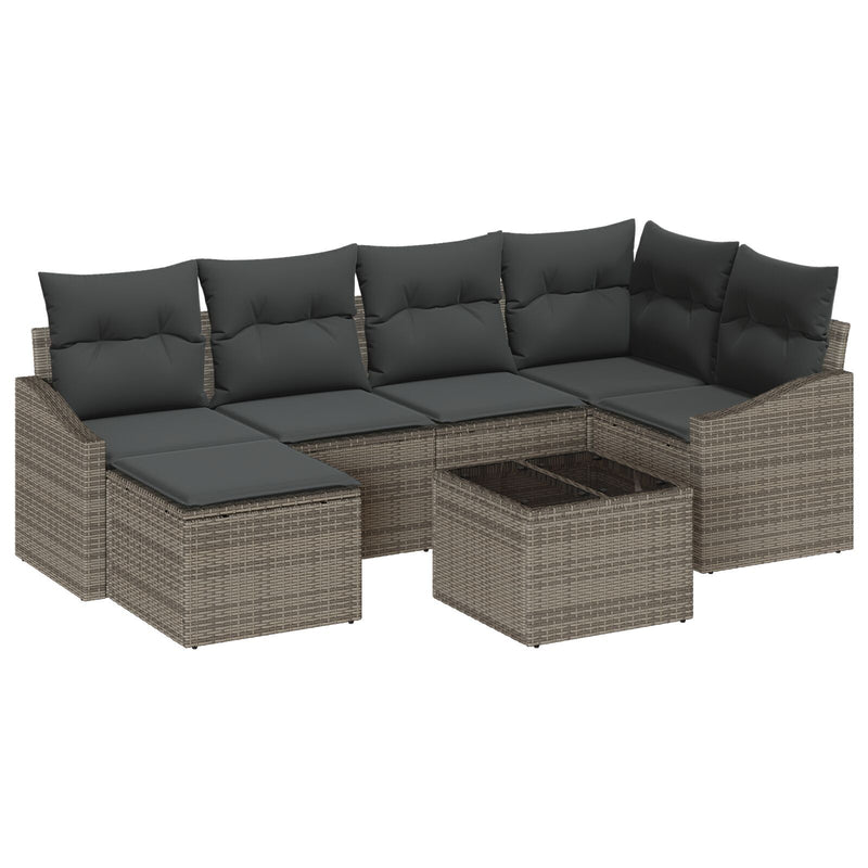 6 Piece Garden Sofa Set with Cushions Black Poly Rattan