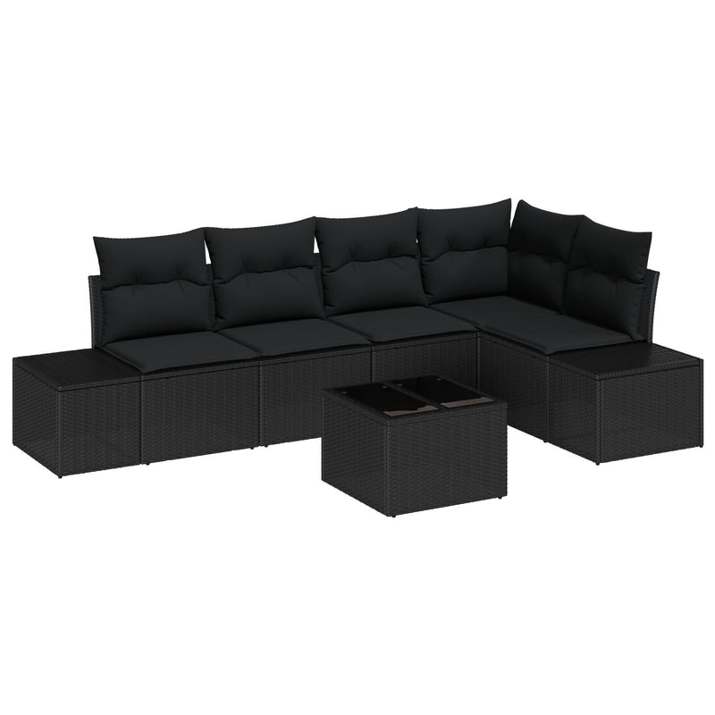 6 Piece Garden Sofa Set with Cushions Beige Poly Rattan