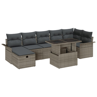 8 Piece Garden Sofa Set with Cushions Grey Poly Rattan