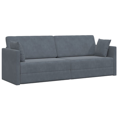 Floor Sofa Bed 2-in-1 Dark Grey 213x144x60 cm Velvet