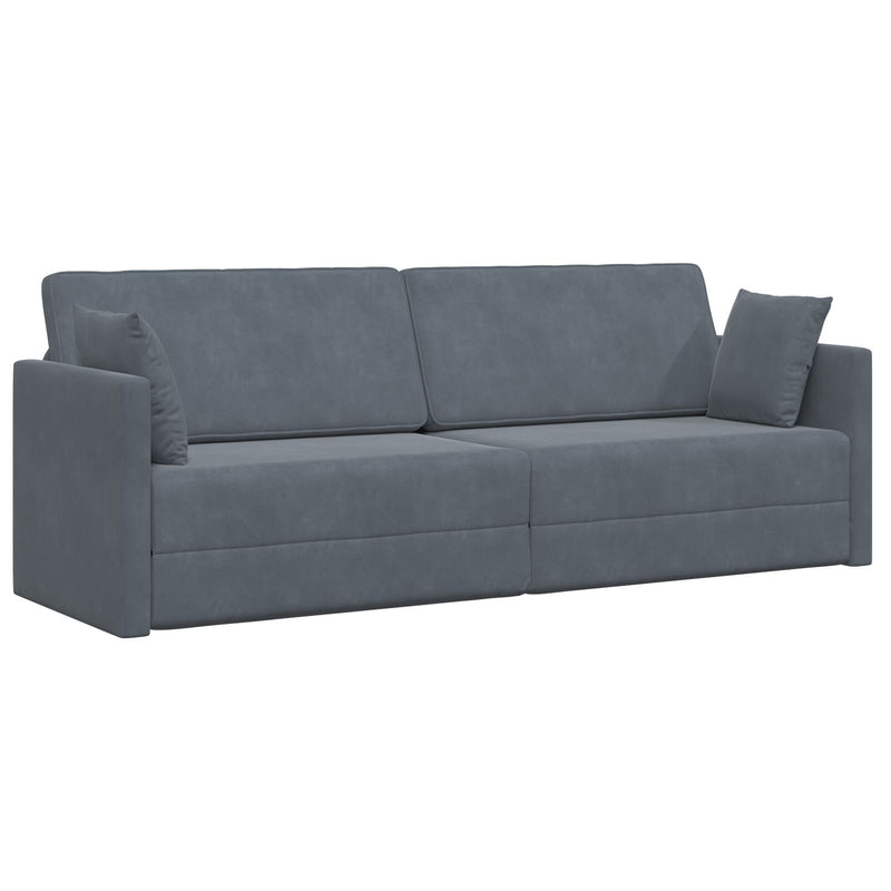 Floor Sofa Bed 2-in-1 Dark Grey 213x144x60 cm Velvet