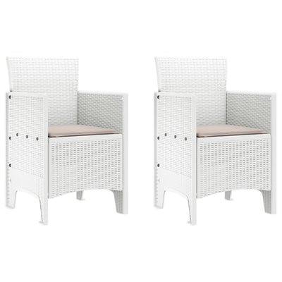 Garden Chairs with Cushions 2 pcs White Poly Rattan