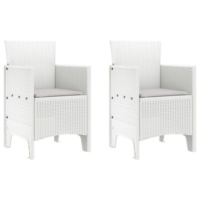 Garden Chairs with Cushions 2 pcs White Poly Rattan